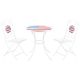 Tenleaf 3-Piece White Metal USA Mosaic Table and Chairs Outdoor Bistro Set with Portable Metal Frames