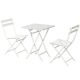 Zeus & Ruta White 3-Piece Metal Square Outdoor Bistro Set