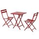 Tenleaf 3-Piece Red Foldable Metal Square Outdoor Bistro Set