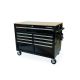 Husky 46 in. x 24.5 in. D 9-Drawer Mobile Workbench with Adjustable Height Wood Top, Gloss Black