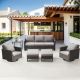 Gymojoy Valenta Brown 6-Piece Wicker Patio Conversation Seating Set with Gray Cushions