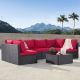 BFB 7-Piece Brown Wicker Patio Conversation Sofa Set - Outdoor Sectional Seating Set