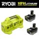 RYOBI ONE+ 18V 6-Port Fast Charger with 6.0 Ah HIGH PERFORMANCE Battery (2-Pack)