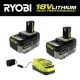 RYOBI ONE+ 18V Lithium-Ion Charger with 6.0 Ah HIGH PERFORMANCE Battery (2-Pack)