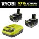 RYOBI ONE+ 18V Fast Charger with 6.0 Ah HIGH PERFORMANCE Battery (2-Pack)