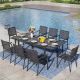 PHI VILLA 9-Piece Metal Patio Outdoor Dining Sets with Extendable Table