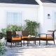 THY-HOM Nice 4-Piece Dark Brown Wicker Patio Conversation Set with Orange Cushions
