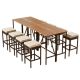Unbranded 10-Piece Acacia Wood Outdoor Dining Set, Bar Height Table and Eight Stools with Geige Cushions