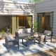 GARSING 4-Piece Aluminum Patio Conversation Deep Seating Set with Dark Gray Cushions