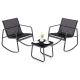 Gymax 3-Piece Metal Rocking Outdoor Bistro Set Patio Furniture Set with 2 Rocking Chairs and Glass-Top Coffee Table