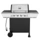 Royal Gourmet 4-Burner Propane Gas Grill in Black & Silver with Stainless Steel Upper Lid and 2 Side Shelves, for Garden Barbecue