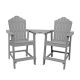 Kadehome 2-Piece Plastic Patio Outdoor Bistro Set in Gray