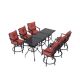 TOP HOME SPACE 9-Piece Metal Outdoor Bistro Set with Red Cushions