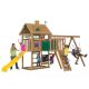 PlayStar All Pro Bronze Wood Playset With Adventure Tunnel, Chalk Board, Slide, Swings and Rings