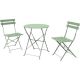 Yangming 3-Piece Steel Frame Round Table Patio Outdoor Bistro Dining Set, Foldable Patio Table and Chairs Furniture, Bean Green