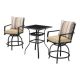 TOP HOME SPACE 3-Piece Metal Outdoor Bistro Set with Beige Cushions