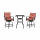 TOP HOME SPACE 3-Piece Metal Outdoor Bistro Set with Red Cushions
