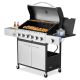 Unbranded 30 in. 6-Burner Charcoal Grill in Gray Propane Gas Grill Flat Top Griddle with Lid