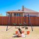 GOGEXX 3-in-1 Heavy-Duty Metal Outdoor Playground Equipment Kids Swing Sets with 2 Swings, 1 Glider Kids Playset