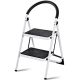 FORCLOVER 2- step 8 ft. Reach Folding Iron Frame Step Stool with Anti-Slip Pedals HYM-5208