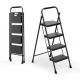 FORCLOVER 4 Step 10 ft. Reach Portable Folding Ladder Stool for Adults with Wide Anti-Slip Pedal HYM-022BK