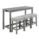 Tenleaf 4-Piece Gray MDF Wood Rectangular Outdoor Dining Set with Gray Cushions