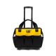 CAT Tool storage, 18 in., 16 pockets, Black and yellow, 600-D Polyester, Rolling tote bag , Heavy duty trolley and wheels