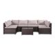 Unbranded 7-Piece Brown Rattan Wicker Outdoor Patio Sectional Sofa Set with Gray Cushions