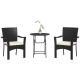 Outsunny Black 3-Piece PE Rattan Metal 27.5 in. Round Outdoor Bistro Set with White Cushions
