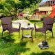 Zeus & Ruta 3 Pieces Brown PE Rattan Wicker Patio Outdoor Bistro Sets