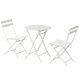 Unbranded 3 Piece White Metal Patio Outdoor Bistro Set of Foldable Round Table and Chairs