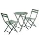 Unbranded 3 Piece Dark Green Metal Patio Outdoor Bistro Set of Foldable Round Table and Chairs