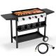 ROVSUN 4 Burner Propane Grill 40000 BTU Flat Top Griddle with Auto-Ignition, Enameled Plate & Regulator for Outdoor Camping BBQ