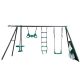 GOGEXX 151 in. W x 54 in. D x 71 in. H 5-in-1 Black Function Metal Swingset Plastic Seat Outdoor Game Kit Playground Equipment