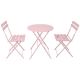 Miscool Anky Pink 3-Piece Metal Round Table and 2-Chairs Foldable Outdoor Bistro Set with Beige Cushions