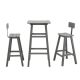 Unbranded 3-Pieces Gray Outdoor Bistro Set Recycled Plastic HDPE and Steel Square Table, for Garden, Poolside and Backyard