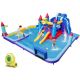 Costway Rocket Theme Inflatable Water Slide Park Bounce House with 2-Slides Splash Pool and 1100-Watt Blower