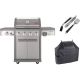 Coleman Revolution Grilling Kit with 4-Burner 50,000 BTU Propane BBQ Gas Grill, Heavy-Duty Cover and 3-Piece Tool Set