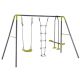 GOGEXX 116in.Lx54 in.Wx69 in.H 3 in 1 Kids Metal Swing Set Backyard Swing Seat Glider&Climbing Ladder 4 Children