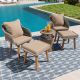 Unbranded 5 Piece Wooden Outdoor Furniture Set, Patio Conversation Set, Outdoor Bistro Set with brown Cushions for Backyard Garden