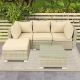 Tenleaf Gray 5-Piece Wicker Outdoor Sectional Set with Field Gray Cushions and Coffee Table