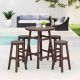 WESTIN OUTDOOR Laguna 5-Piece Bar Height HDPE Plastic Outdoor Patio Round High Top Bistro Dining Set in Dark Brown