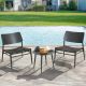 Tenleaf 3-Piece Light Gray Metal Round Table Outdoor Bistro Set