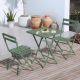 AUTMOON Patio Metal Bistro Set, Folding Outdoor Patio Furniture Sets, Patio Set of 3 Foldable Patio Table and Chairs-Green