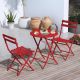 AUTMOON 3-Piece Metal Foldable Bistro Set, All Weather-Resistant Outdoor/Indoor Conversation Set for Patio, Yard, Garden-Red
