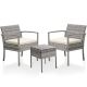 Unbranded 3-Piece Gray Rattan Wicker Outdoor Bistro Set with Off-White Cushions