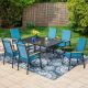 PHI VILLA Black 7-Piece Metal Outdoor Patio Dining Set with Slat Rectangle Table and Stackable Aluminum Chairs