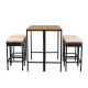 Unbranded 5-Piece Acacia Wood Bar Height Outdoor Dining Set with 4 Stools & Beige Cushion High-Dining Bistro Set Foldable Tabletop