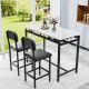 Unbranded 3-Piece Metal Outdoor Dining Bar Table Set, with 2 Upholstered Cushions, for Patio, Backyard, Deck, Rustic Black