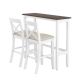 Unbranded White 3-Piece Wood 48 in. Rectangular Bar Height Outdoor Dining Set with 2 Chairs for Small Places and Beige Cushions